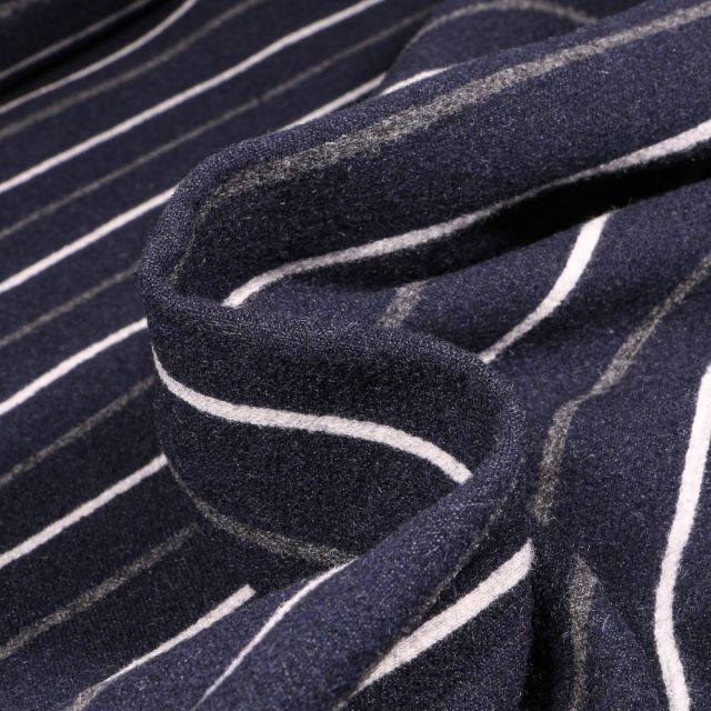 Tissu Drap de manteau  Gianni Tessuti Ray sur fond Bleu marine