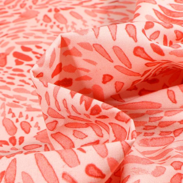 Tissu Coton imprimé Frou-Frou Faune sur fond Rose nude