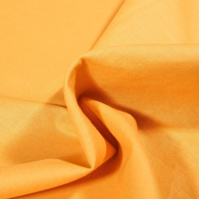 Tissu Popeline de coton unie Bio Jaune - Par 10 cm