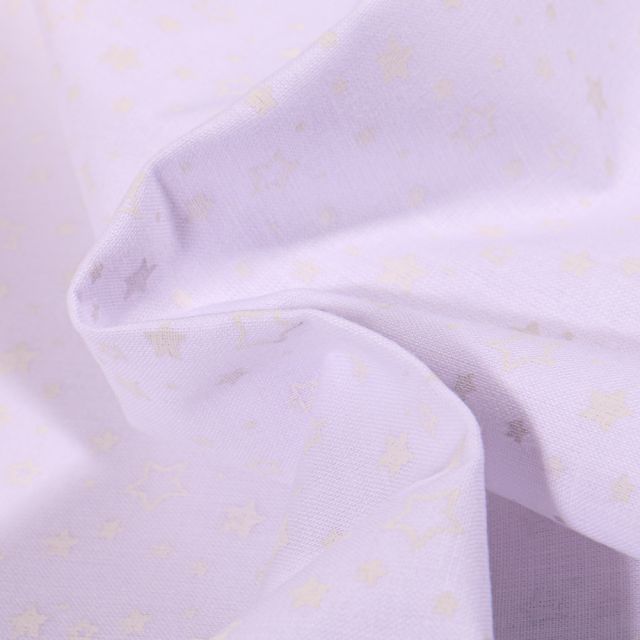 Tissu Coton MC Fabrics Petites et mini étoiles sur fond Blanc