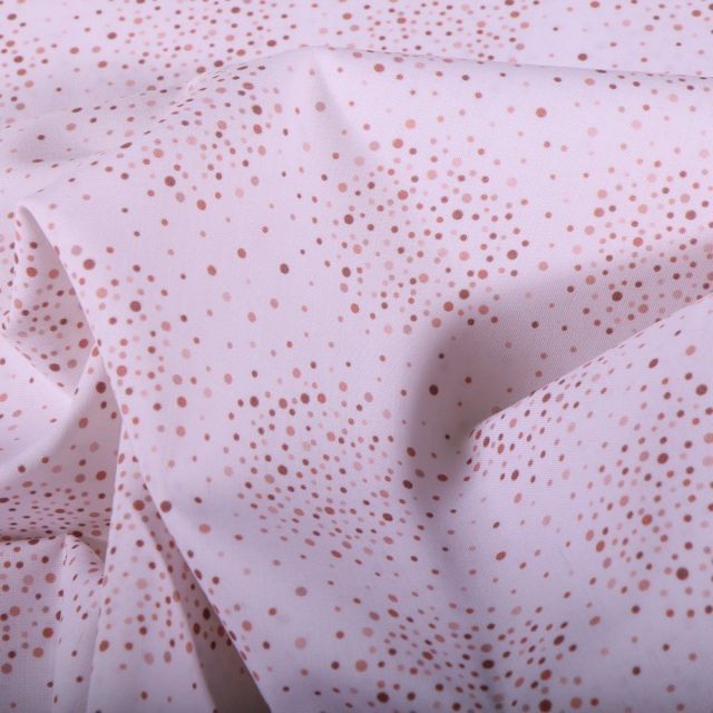 Tissu Popeline Coton Bio Petits pois parme sur fond Blanc - Par 10 cm