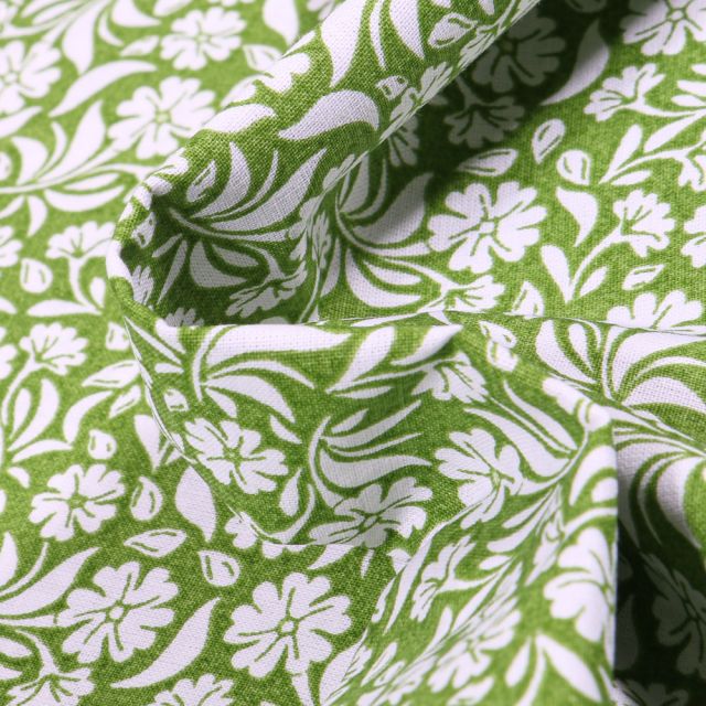 Tissu Coton MC Fabrics Garden sur fond Vert
