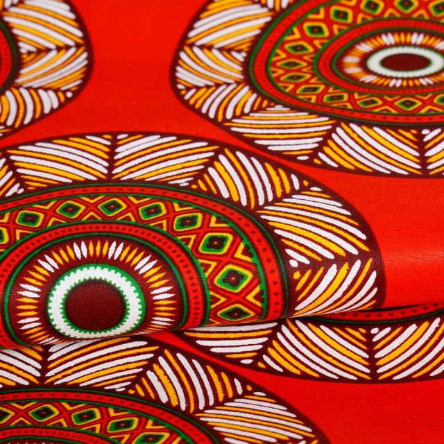 Tissu Wax africain n° 459 Rouge