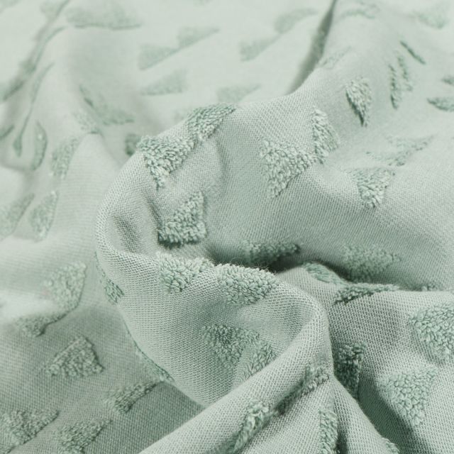 Tissu Jersey Coton Triangles en relief Helena Vert menthe