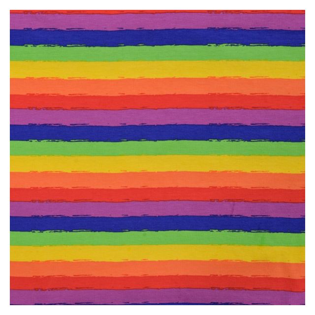 Tissu Jersey Coton Rayures sur fond Multicolore