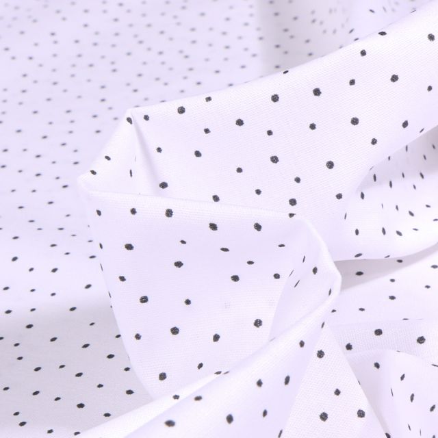Tissu Coton imprimé Point sur fond Blanc