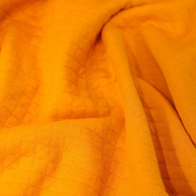 Tissu Sweat léger matelassé Talia Jaune curcuma - Par 10 cm