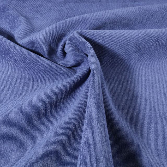 Tissu Velours milleraies uni Bleu denim