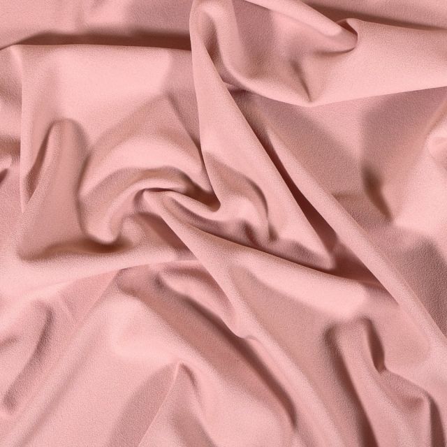 Tissu Crêpe Scuba Uni Rose dragée - Par 10 cm