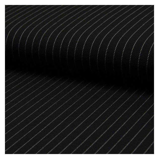 Tissu Jersey Milano Rayures Blanches sur fond Noir - Par 10 cm