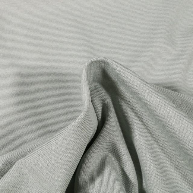Tissu Jersey Coton Bio uni Vert amande - Par 10 cm