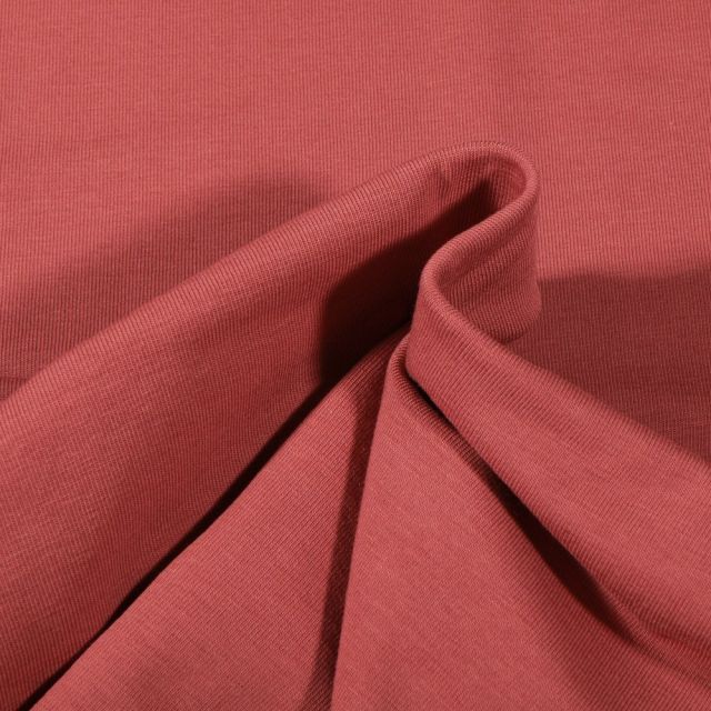 Tissu Jersey Coton Bio uni Bois de rose - Par 10 cm