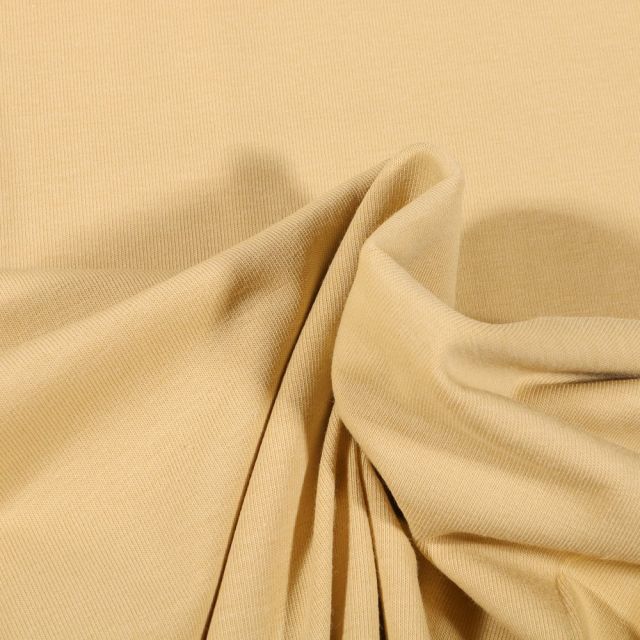 Tissu Jersey Coton Bio uni Jaune pastel - Par 10 cm