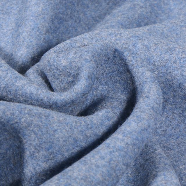Tissu Polaire Coton Bio uni Bleu denim