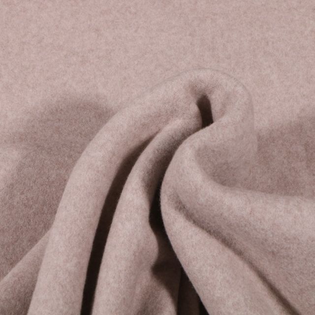 Tissu Polaire Coton Bio uni Beige chiné - Par 10 cm