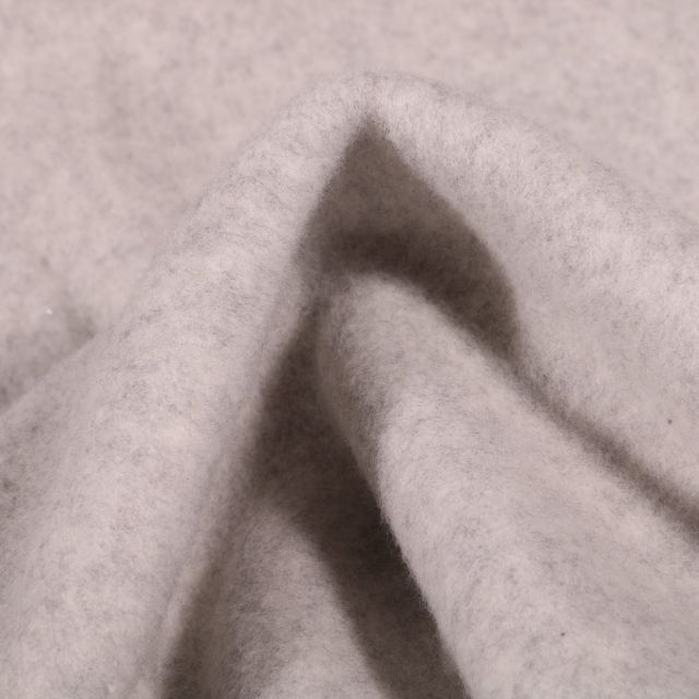 Tissu Polaire Coton Bio uni Gris chiné - Par 10 cm