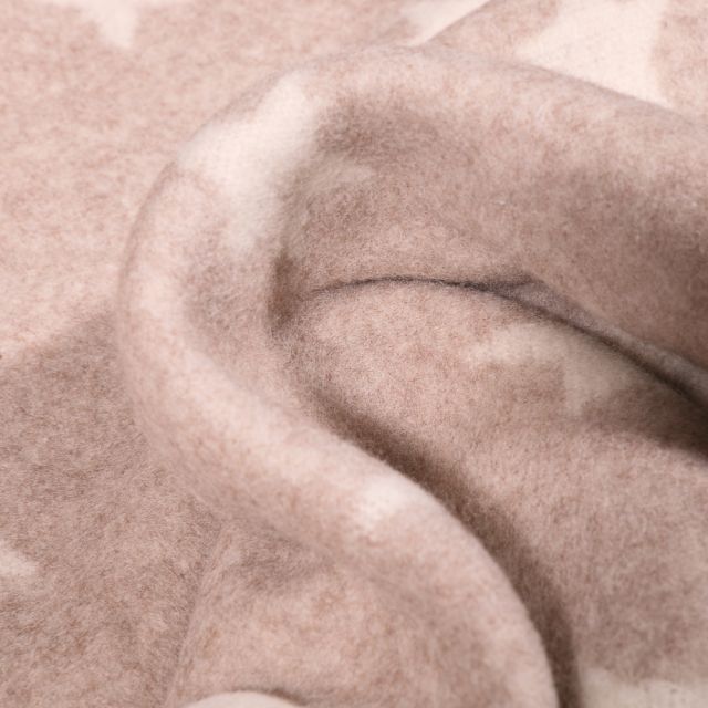 Tissu Polaire Coton Bio Etoiles blanches sur fond Beige
