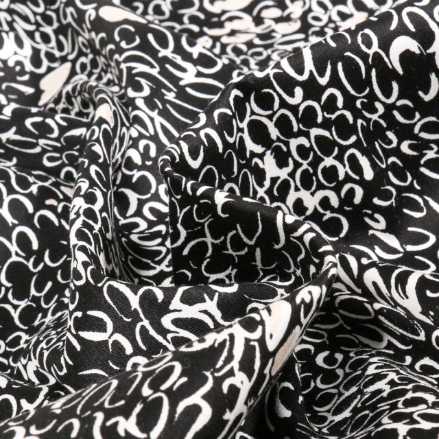 Tissu Coton Satiné extensible Merina sur fond Noir