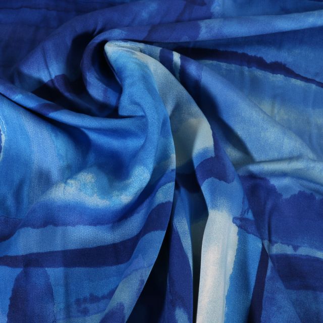 Tissu Satin de Viscose Milou sur fond Bleu roi