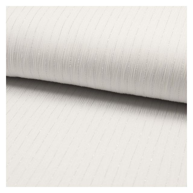 Tissu Crépon Viscose rayures lurex Blanc - Par 10 cm