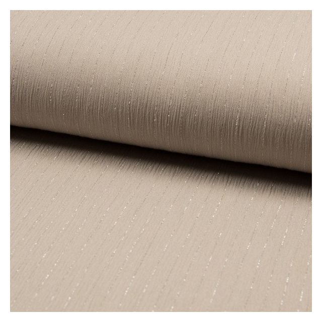 Tissu Crépon Viscose rayures lurex Beige sable - Par 10 cm