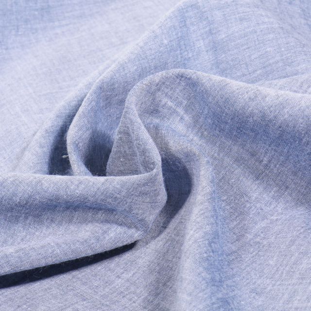 Tissu Chambray léger Néo sur fond Bleu gris