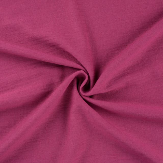 Tissu Polyester aspect Lin uni Framboise