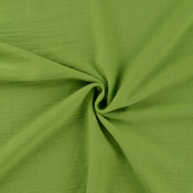 Tissu Polyester aspect Lin uni Vert kaki