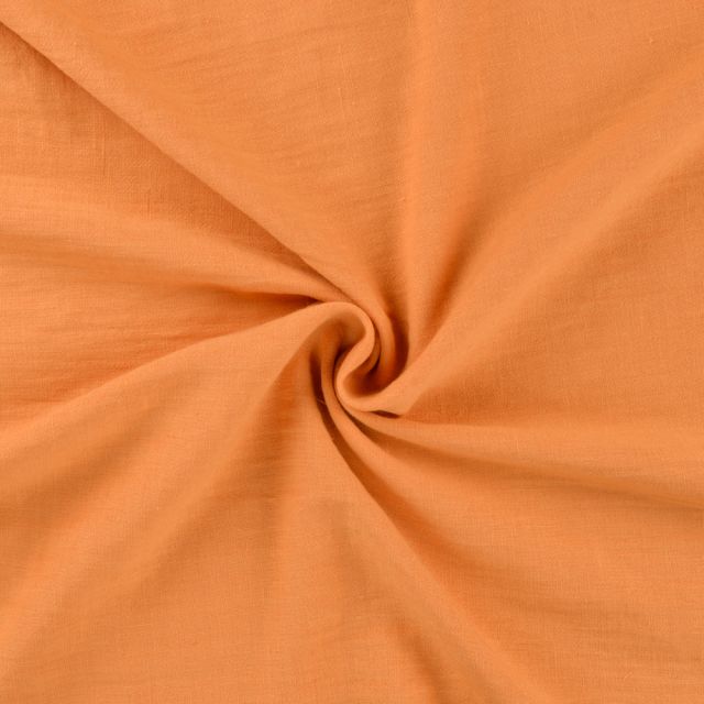 Tissu Polyester aspect Lin uni Orange