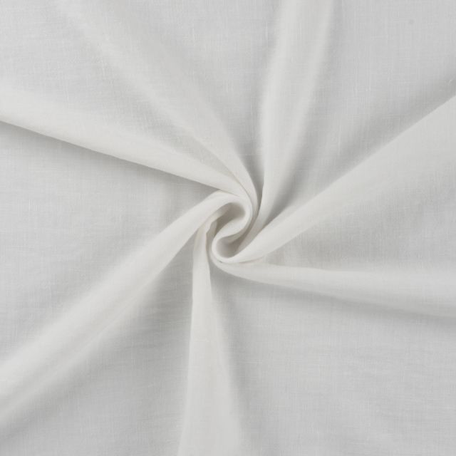 Tissu Polyester aspect Lin uni Blanc