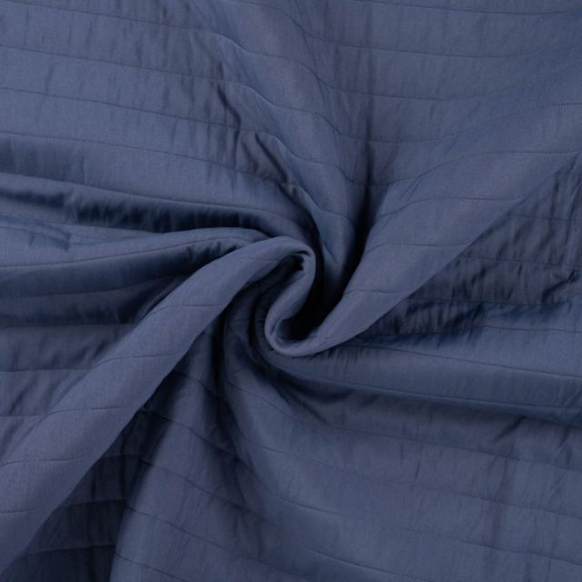 Tissu Coupe-Vent Matelassé uni Bleu jean