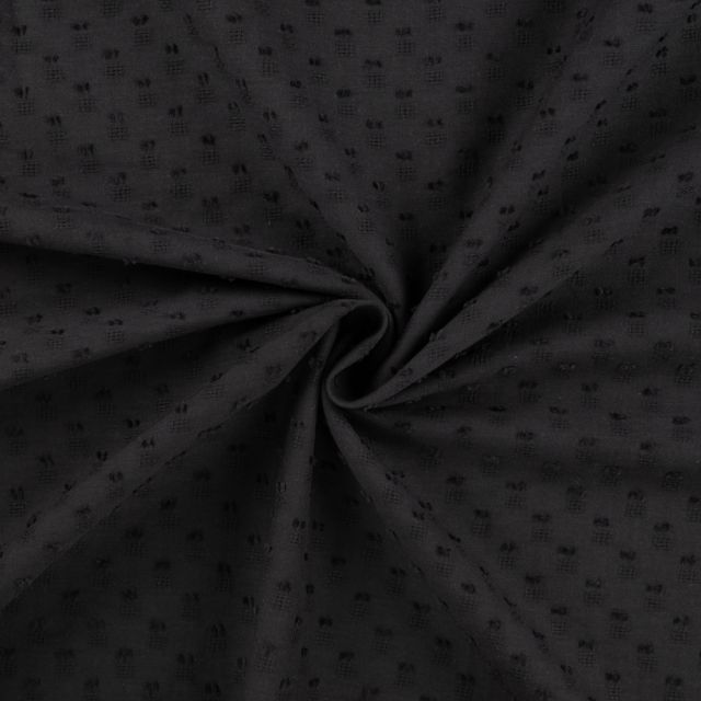 Tissu Plumetis Coton uni josh Noir