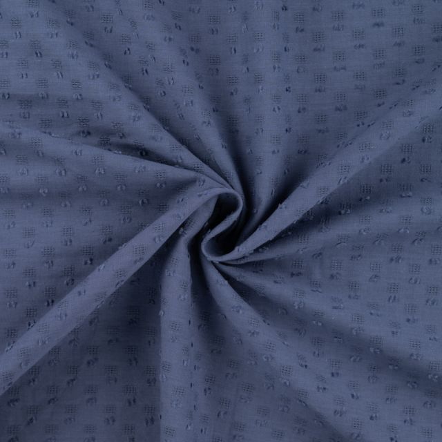 Tissu Plumetis Coton uni josh Bleu denim