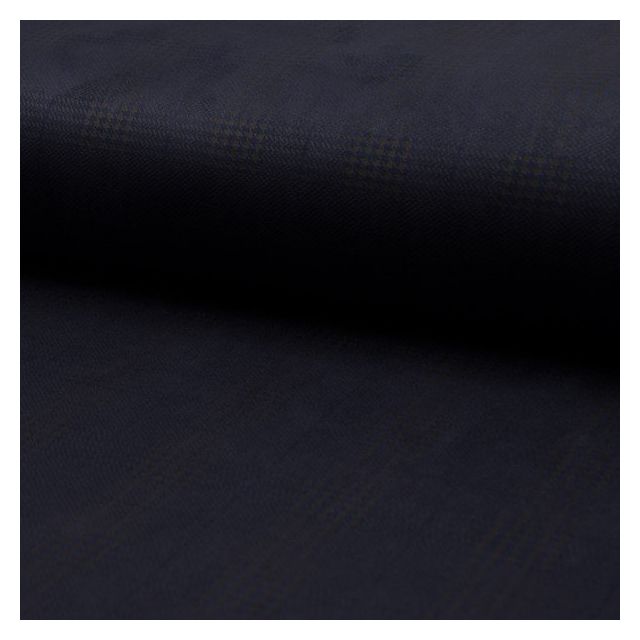 Tissu Suédine Scuba Carreaux Prince de Galles noir sur fond Bleu marine - Par 10 cm
