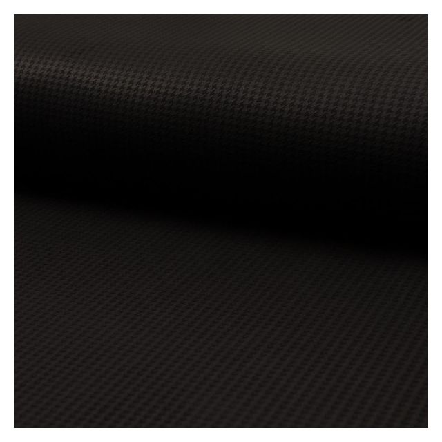 Tissu Suédine Scuba Pied de poule noir sur fond Noir - Par 10 cm