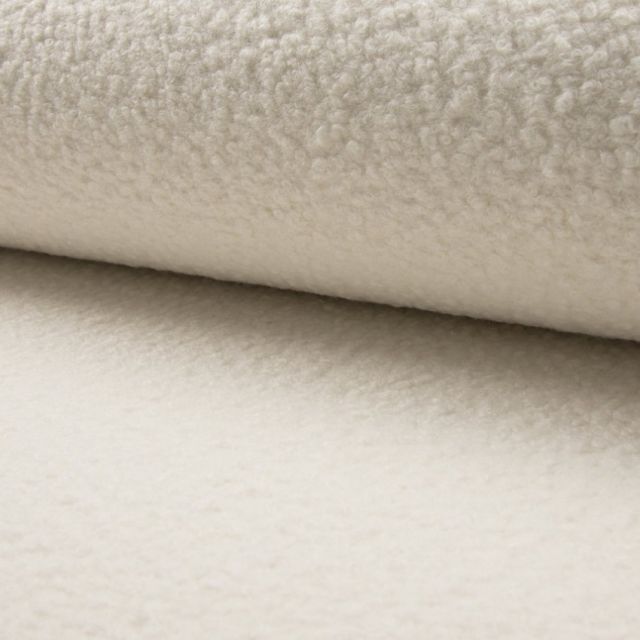 Tissu Lainage bouclettes Blanc cassé - Par 10 cm