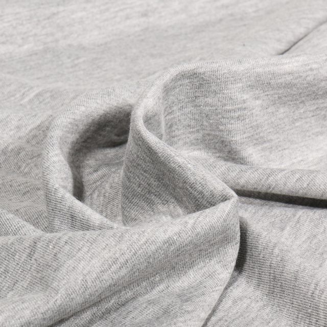Tissu Jersey Coton uni Lèna sur fond Gris chiné