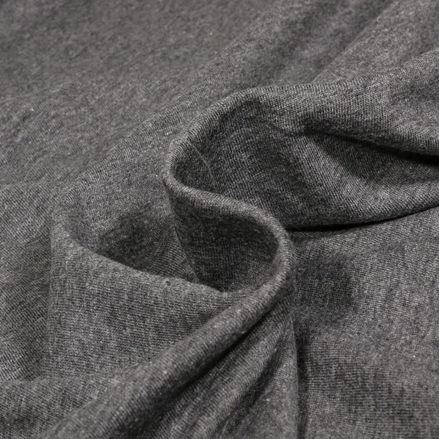 Tissu Jersey Coton uni Lèna sur fond Gris foncé chiné