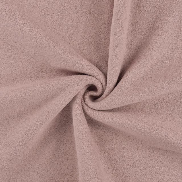 Tissu Jersey Velours éponge envers polaire uni Rose nude