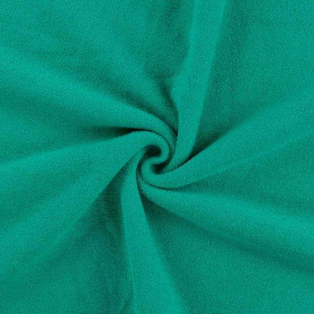 Tissu Eponge envers Polaire uni Vert émeraude