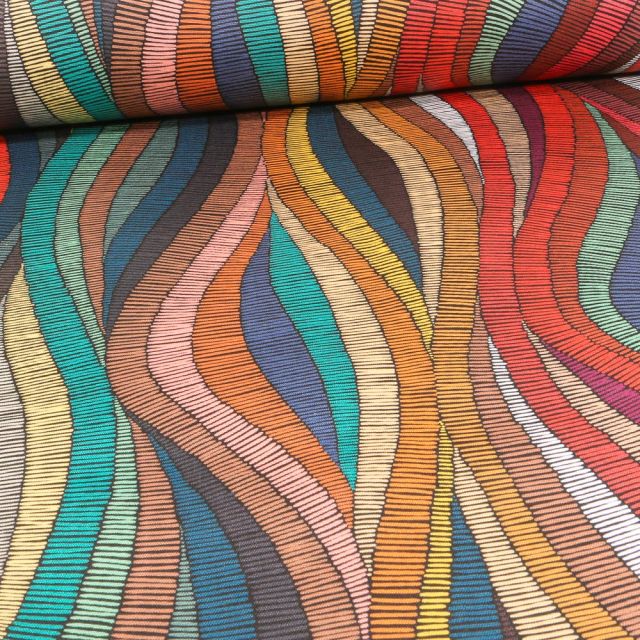 Tissu Toile Transat Dralon  Kenya sur fond Multicolore