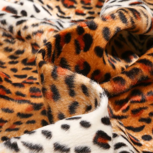 Tissu Velours Peau de bête Jaguar sur fond Fauve