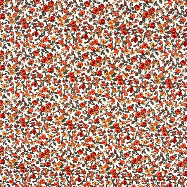 Tissu Coton imprimé Arty Petites fleurs Léonie rouges sur fond Blanc
