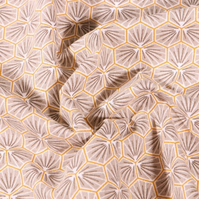 Tissu Coton imprimé Arty Riad sur fond Gris clair - Par 10 cm