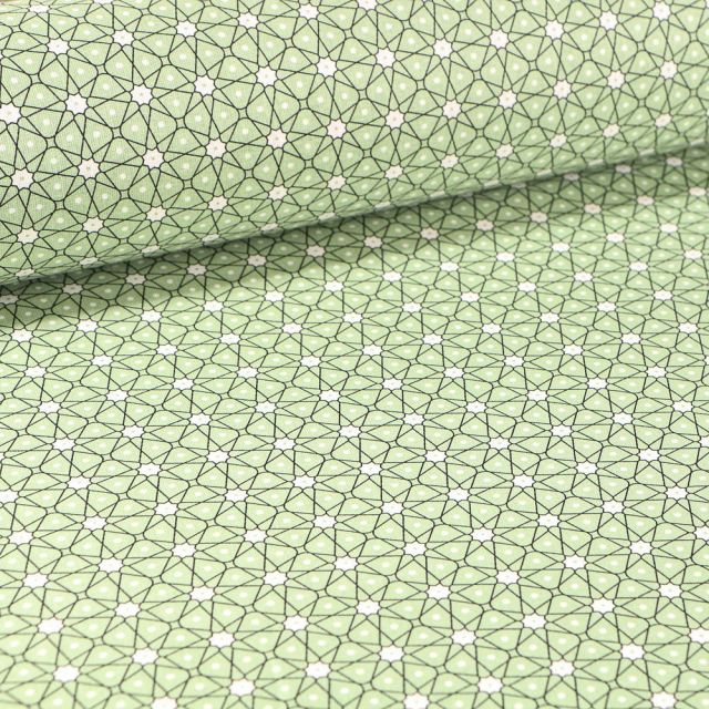 Tissu Coton imprimé Arty Etoiles et pois sur fond Vert d'eau - Par 10 cm
