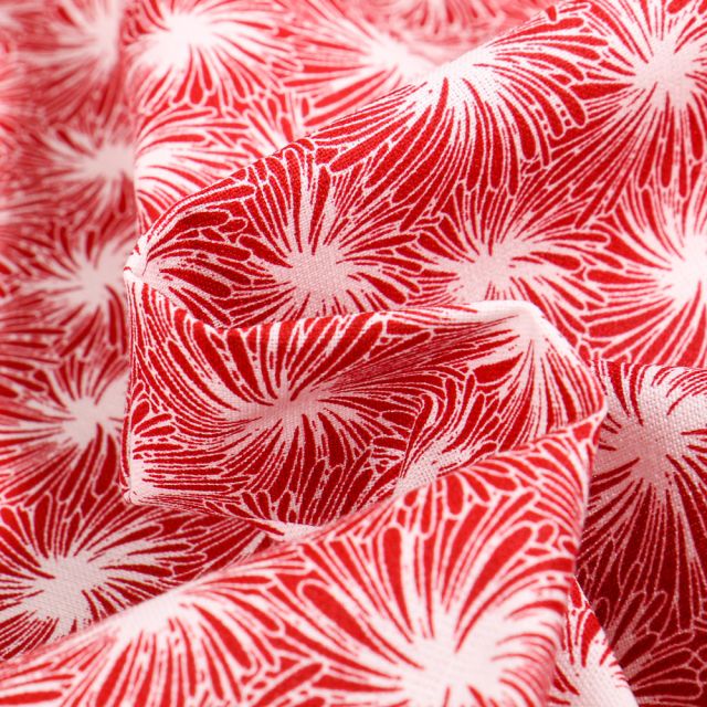 Tissu Coton imprimé Arty Futon sur fond Rouge