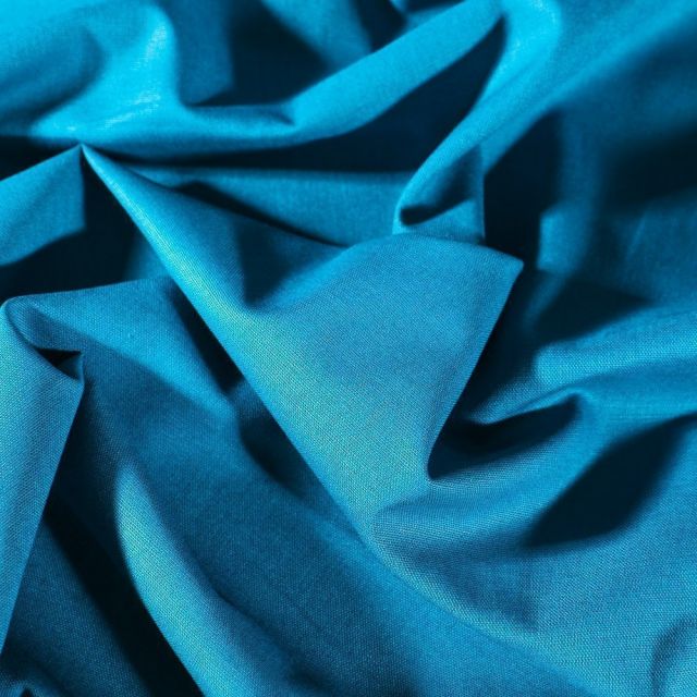 Tissu Coton uni Grande largeur 280cm Santorin Bleu canard - Par 10 cm