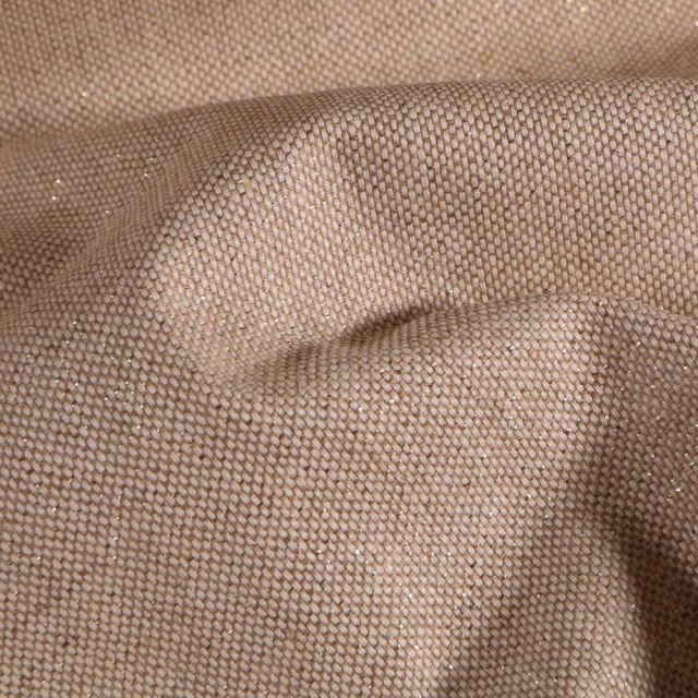 Tissu Toile de coton Enduit Lurex uni Cubex Or Naturel - Par 10 cm