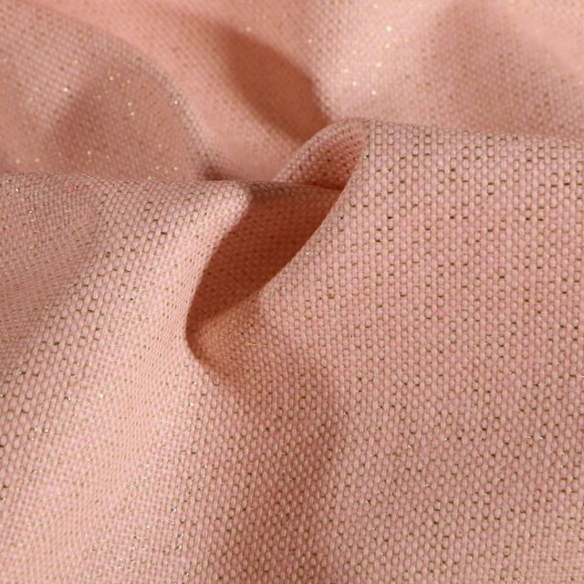 Tissu Toile de coton Enduit Lurex uni Cubex Or Rose - Par 10 cm