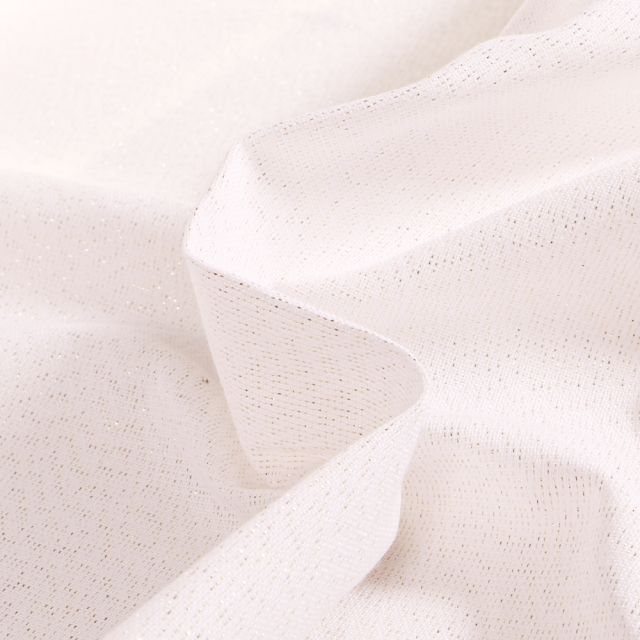 Tissu Toile Polycoton Lurex uni Cubex Doré sur fond Blanc